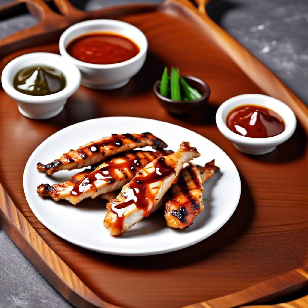 grilled chicken strips with spicy dip