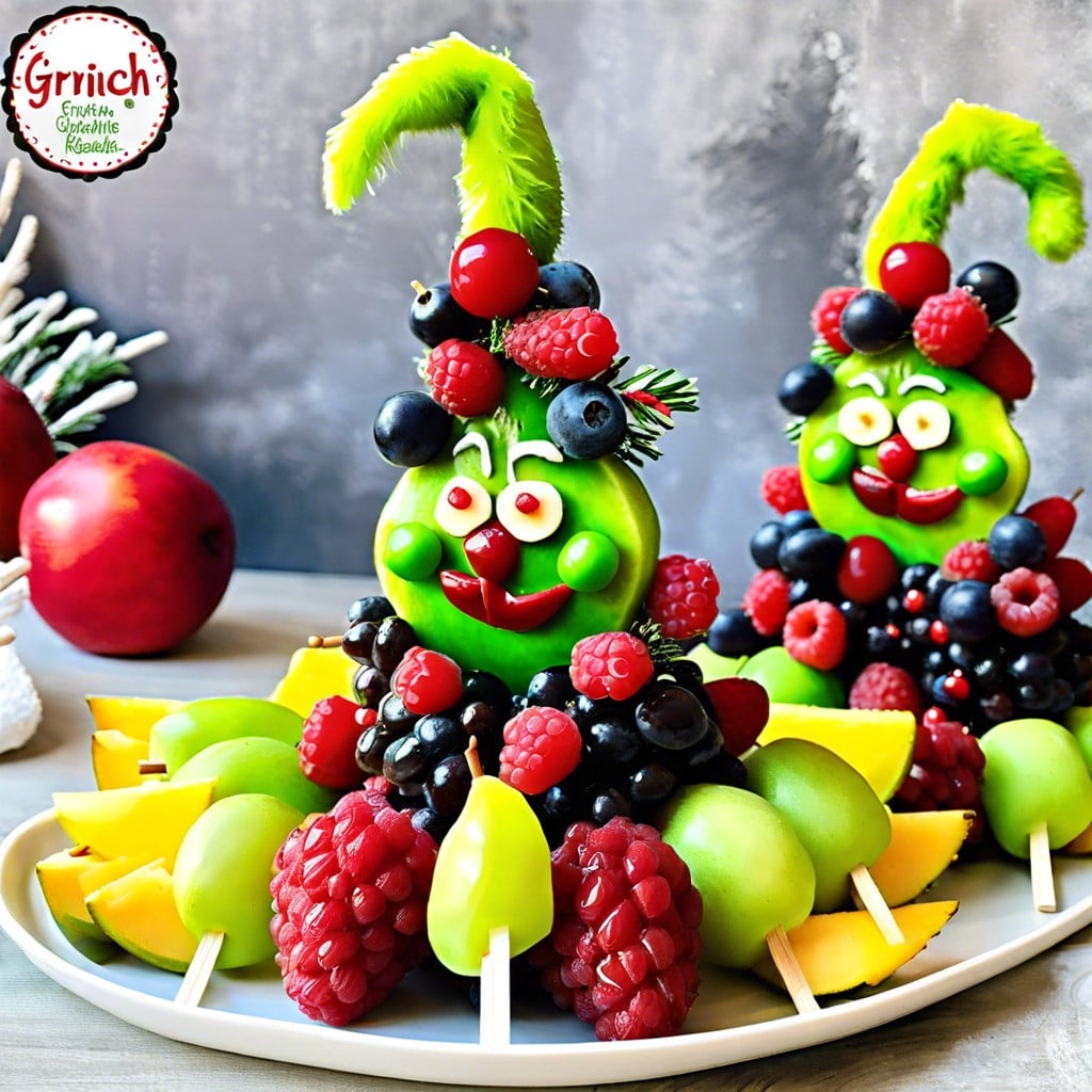 grinch fruit kabobs