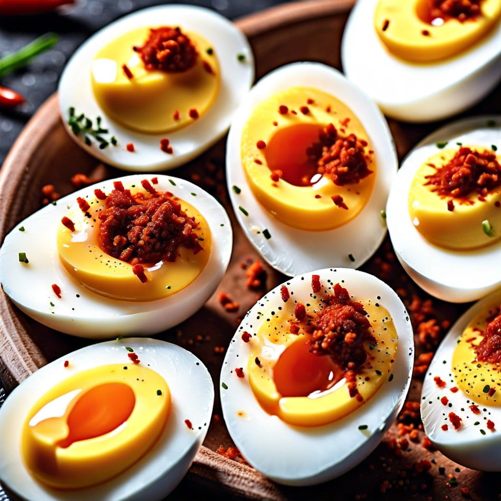 hard boiled eggs with spicy paprika