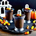 haunted graveyard pudding cups chocolate pudding with cookie crumb dirt and candy tombstones