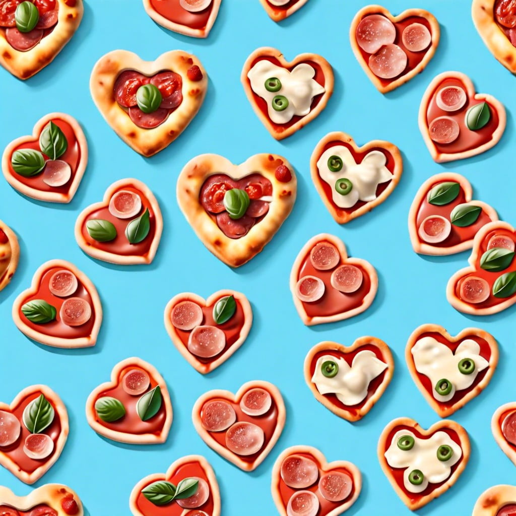 heart shaped mini pizzas with pepperoni