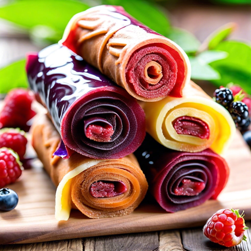 homemade fruit leather with mixed berries