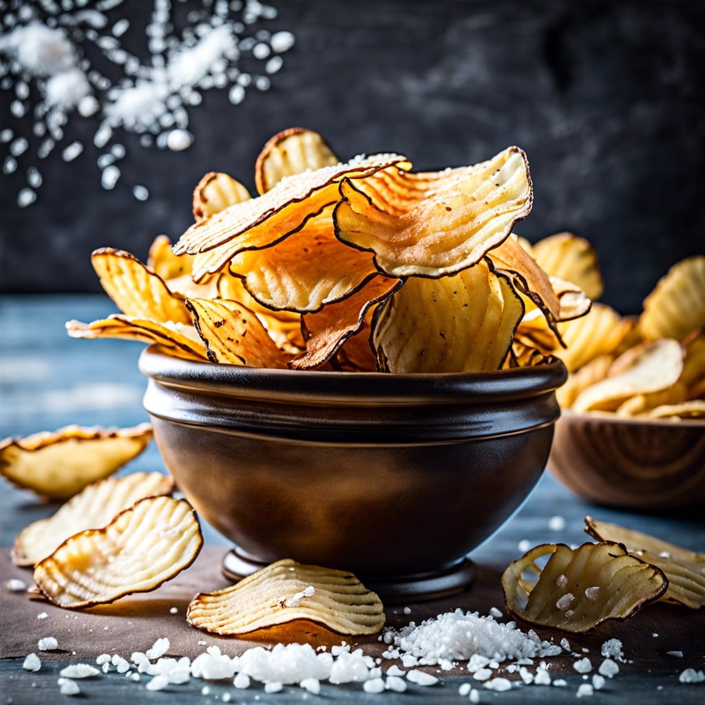 homemade potato chips with sea salt