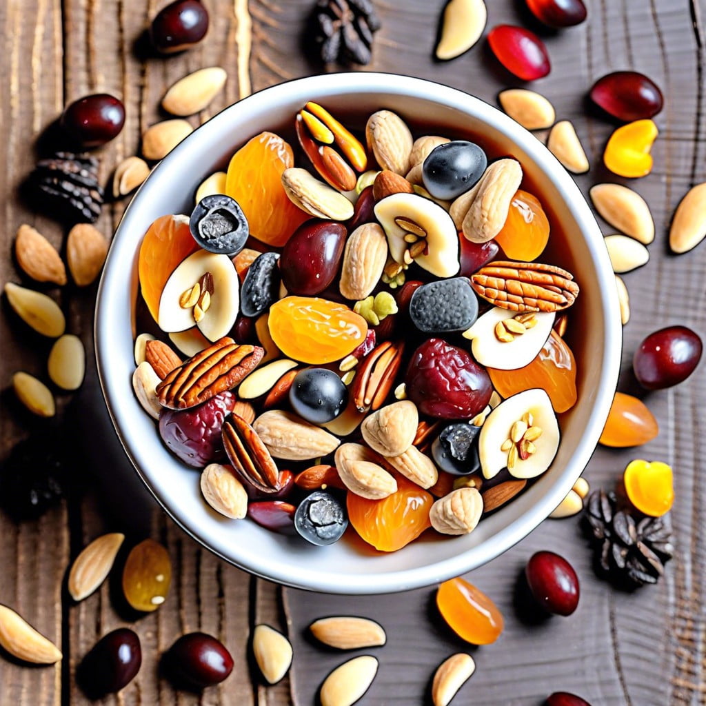 homemade trail mix with nuts seeds and dried fruits