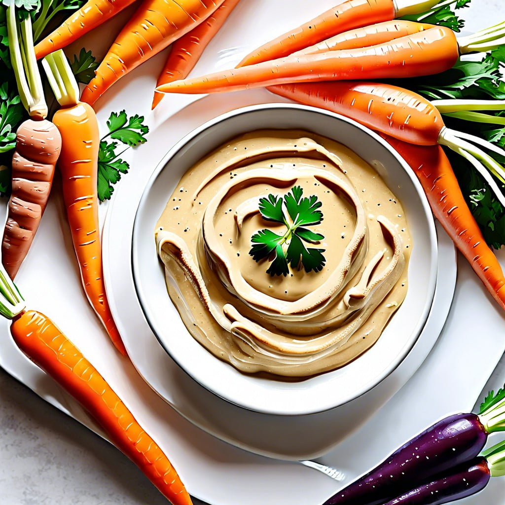 hummus trio with rainbow carrot sticks