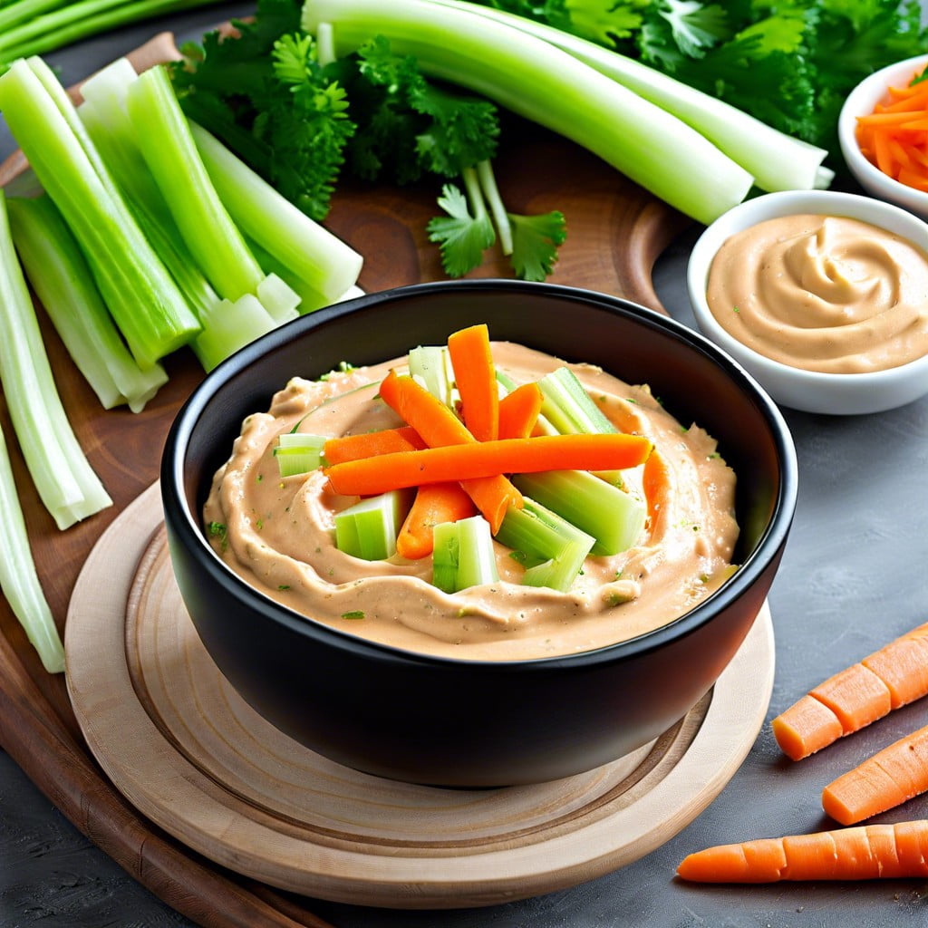 hummus with carrot and celery sticks