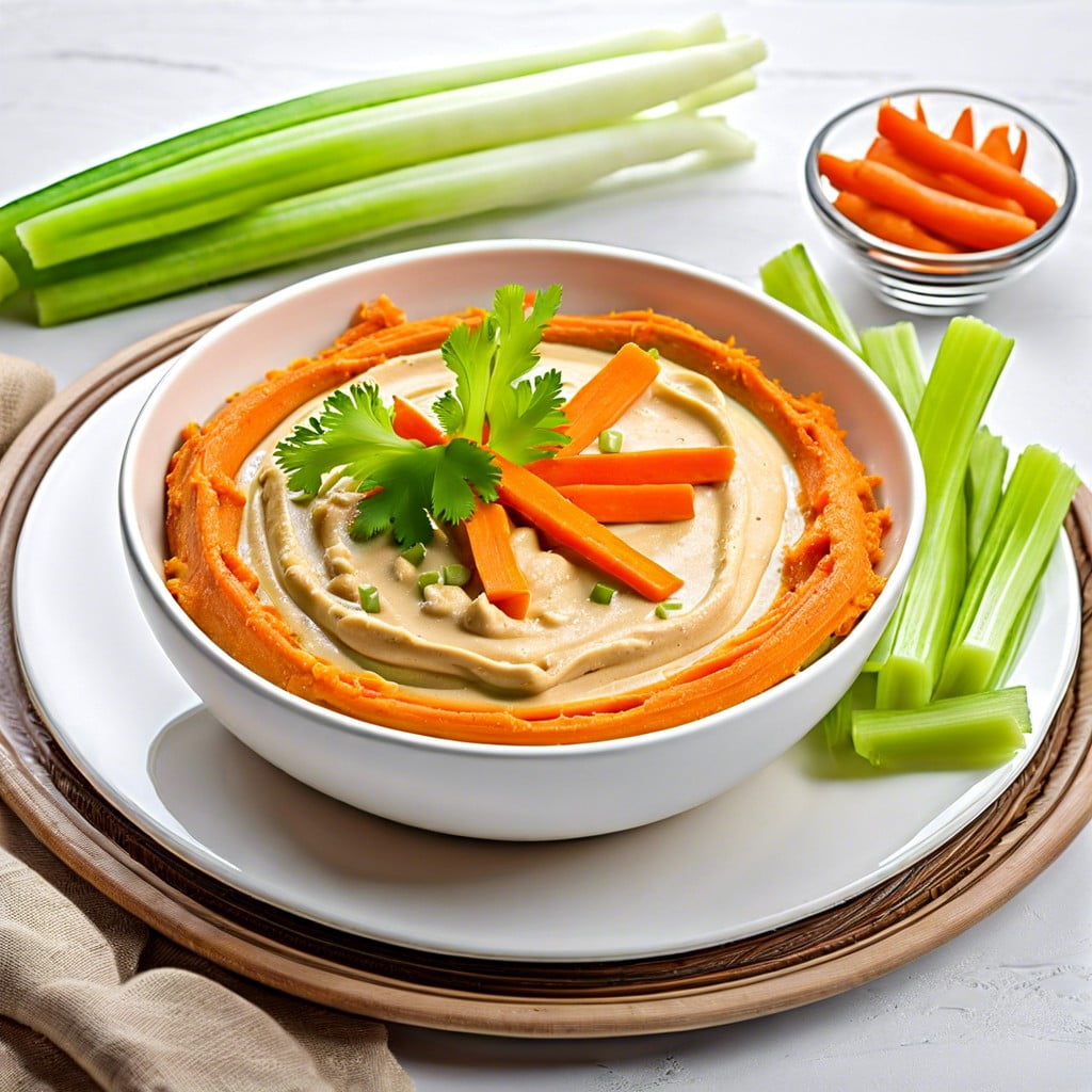 hummus with carrot and celery sticks
