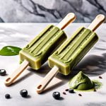 iced matcha latte popsicles with a hint of vanilla