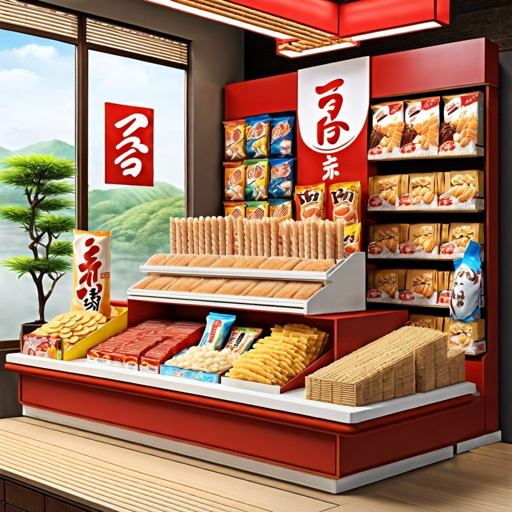 japanese snack corner with pocky and rice crackers