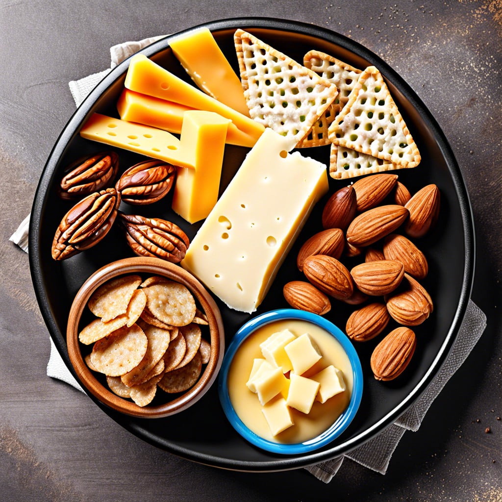 keto snack basket cheese crisps nuts and meat snacks