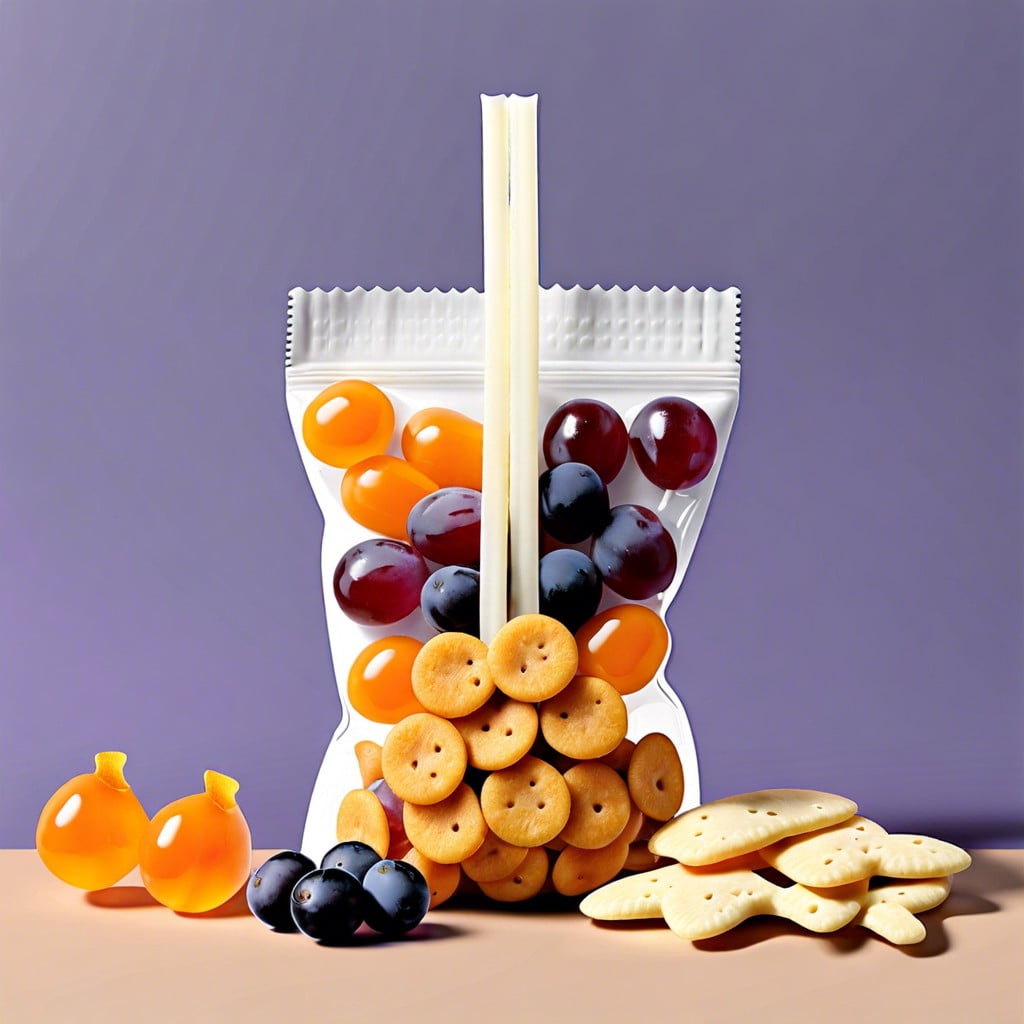 kids favorite goldfish crackers string cheese and grape halves