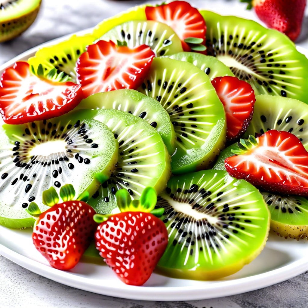 kiwi and strawberry slices with a poppyseed dressing