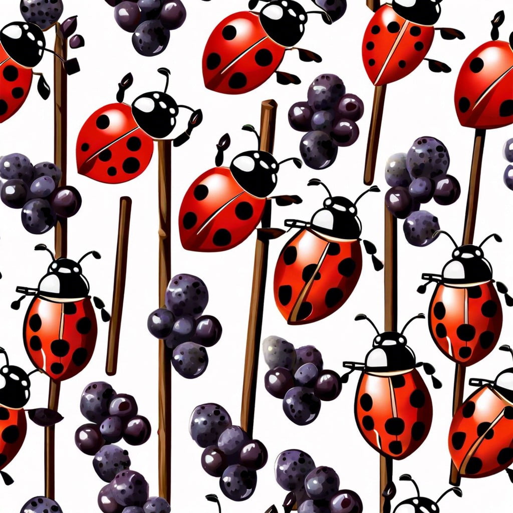 ladybug grapes on a stick with chocolate chip spots