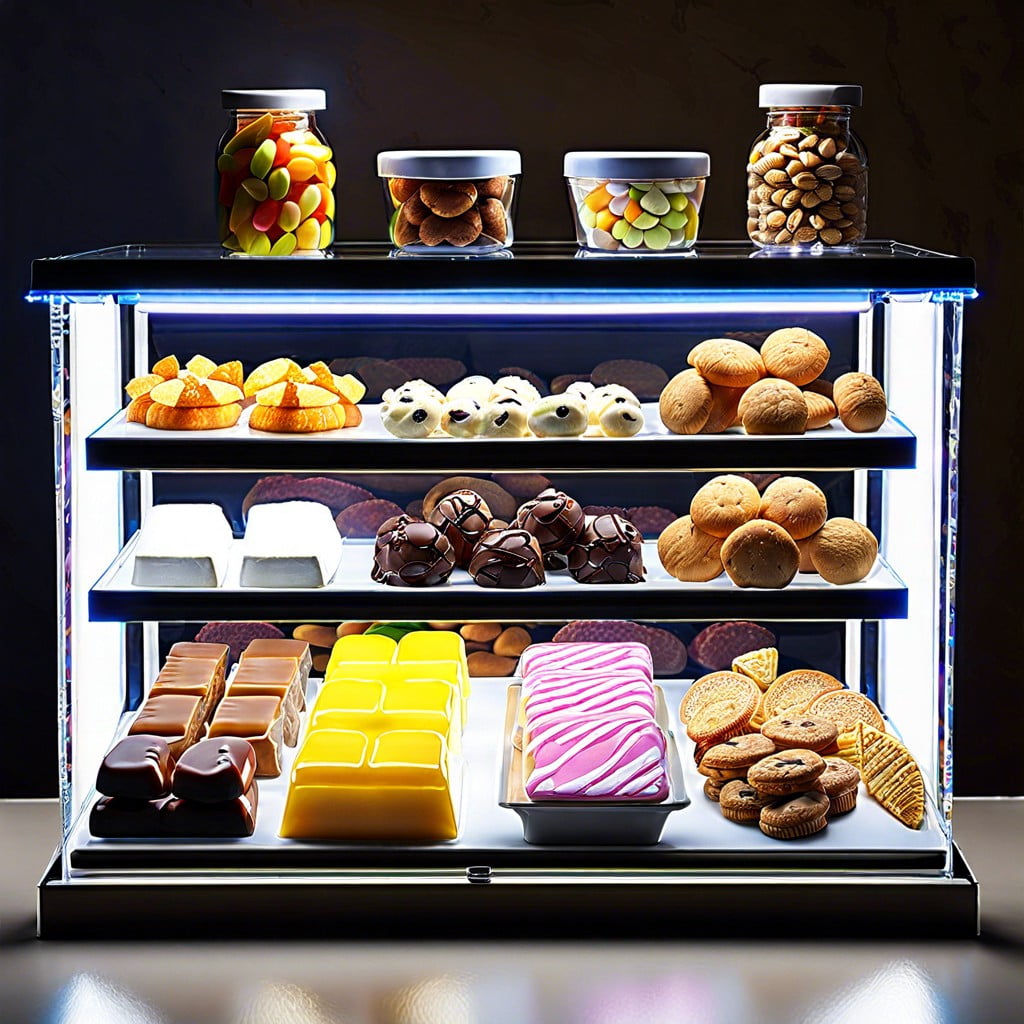led lit snack display cases