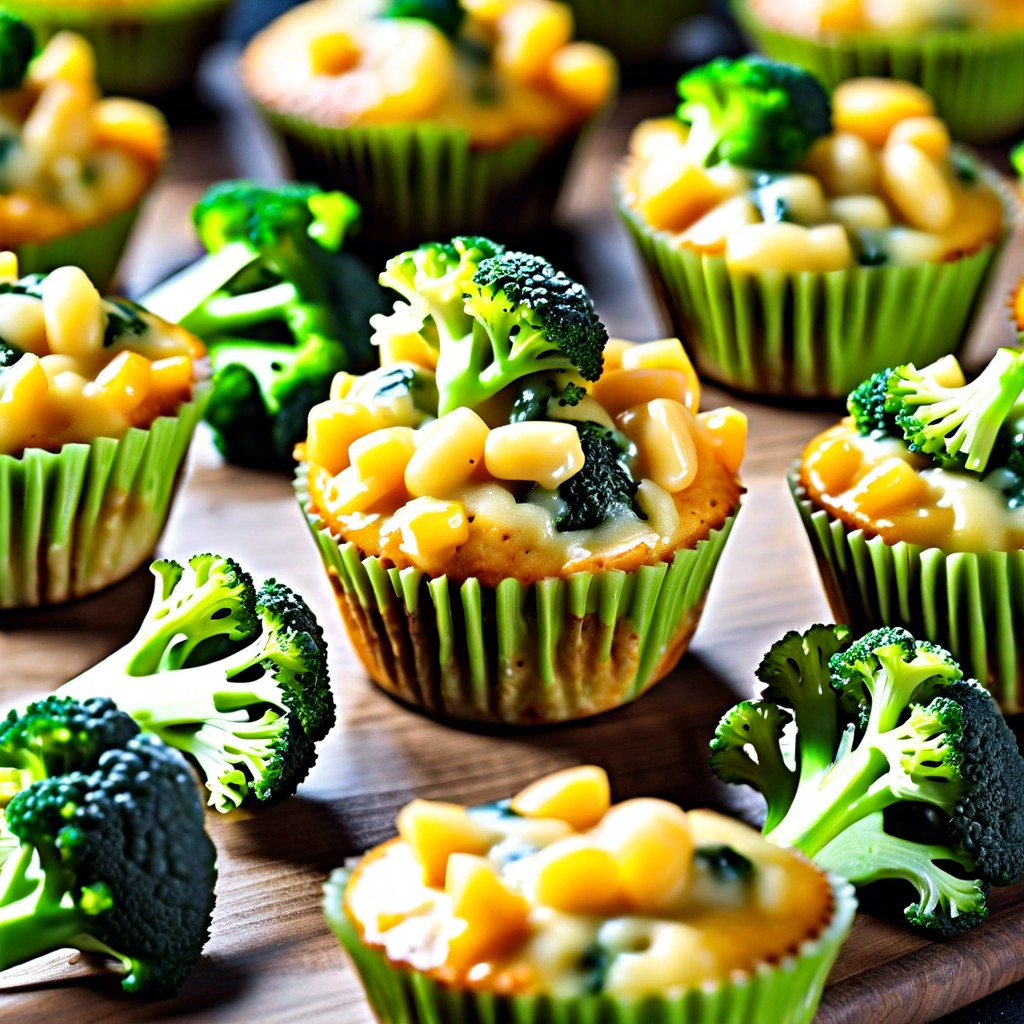 macaroni and cheese muffins with broccoli bits