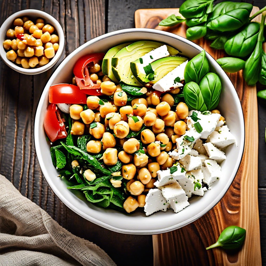 mediterranean chickpea and feta bowl