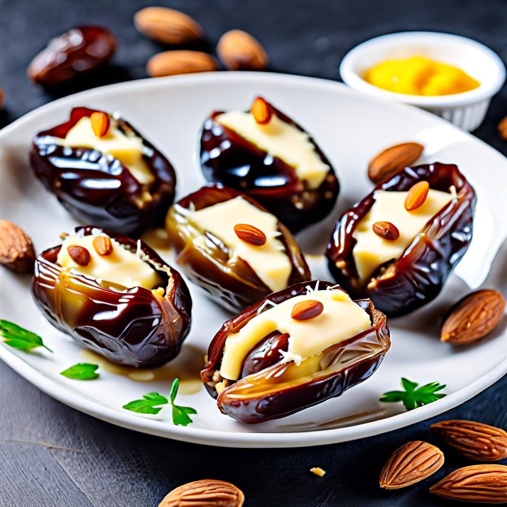 mediterranean stuffed dates with almonds and cheese