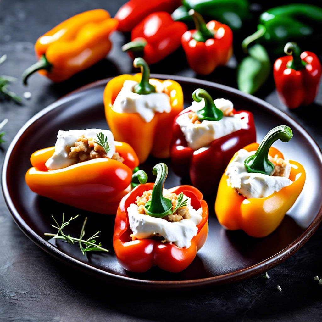 mini bell peppers filled with goat cheese