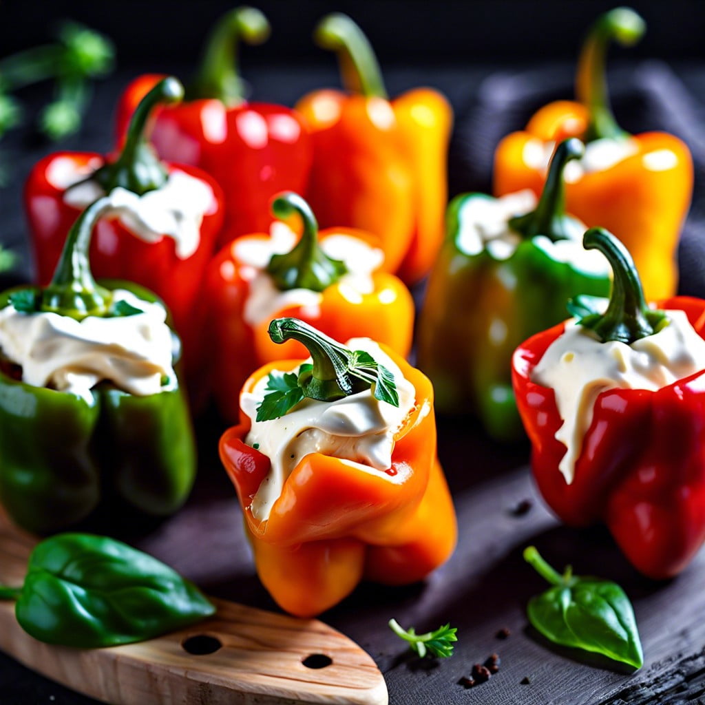 mini bell peppers filled with light cream cheese