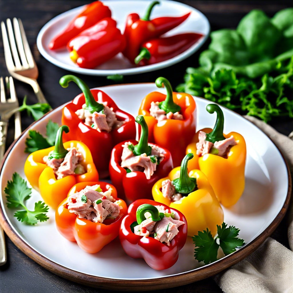 mini bell peppers filled with tuna salad