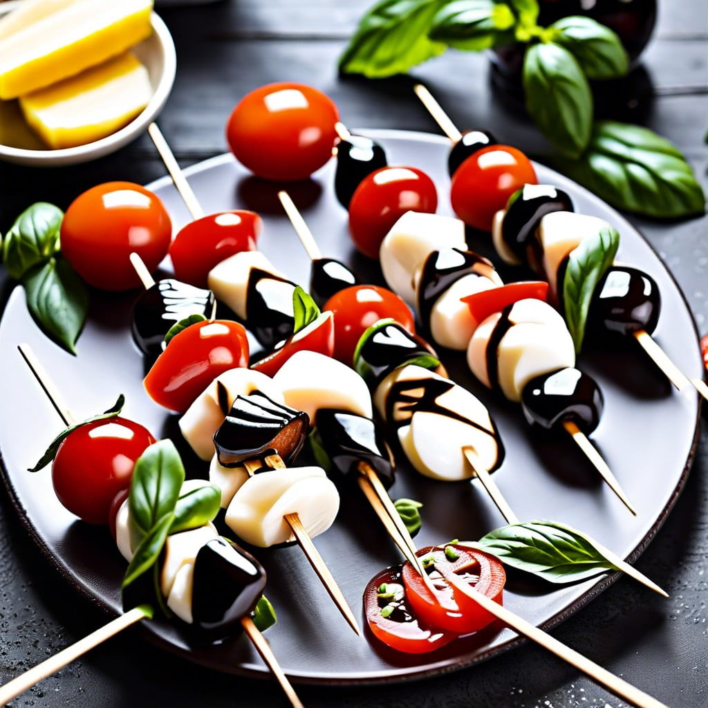 mini caprese skewers with balsamic glaze