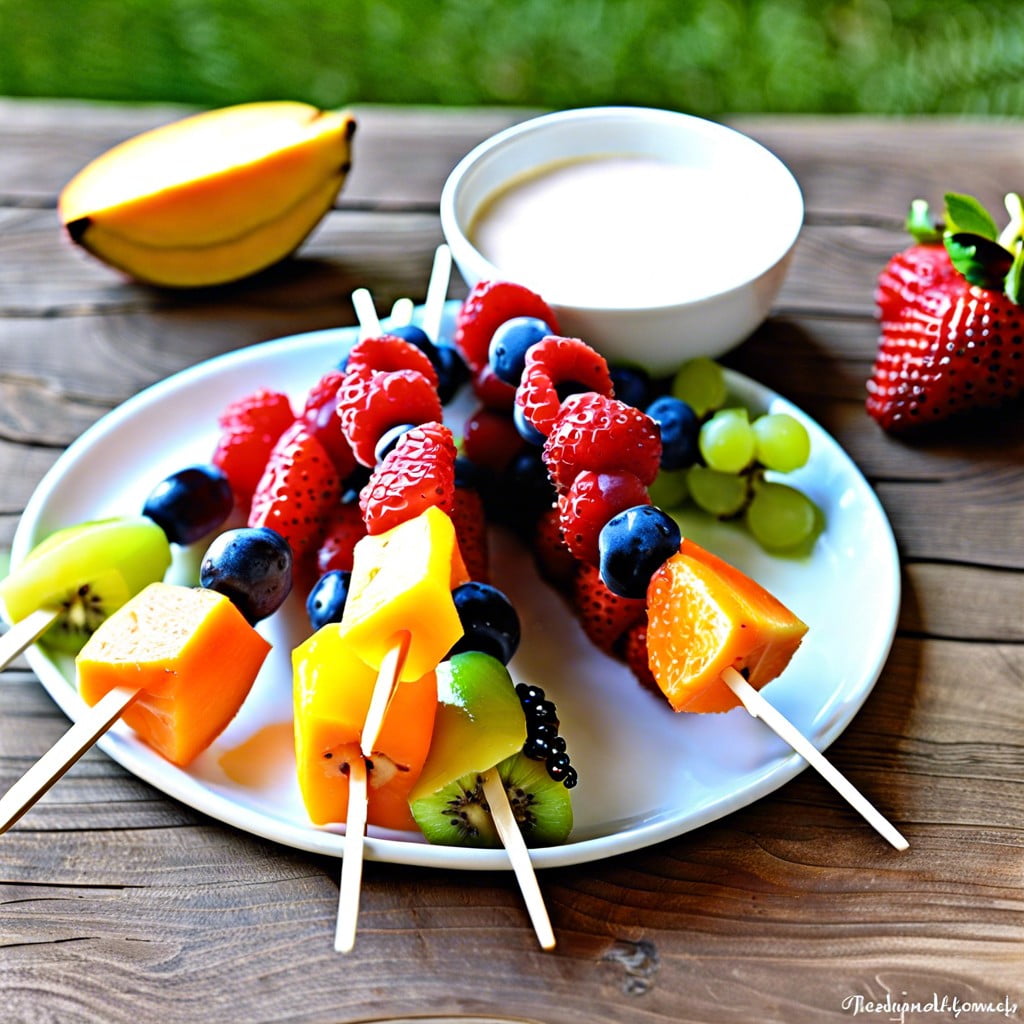 mini fruit kabobs with yogurt dip