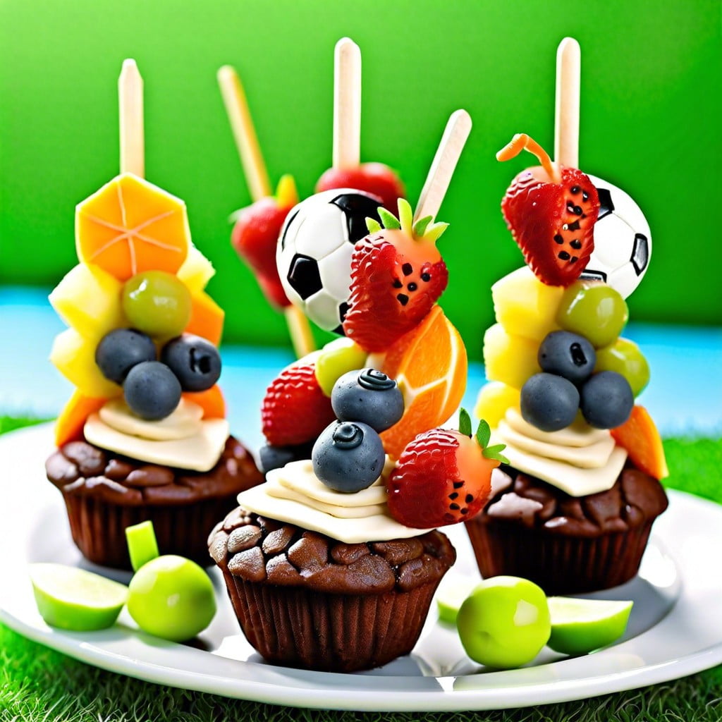 mini muffins and fruit kebabs