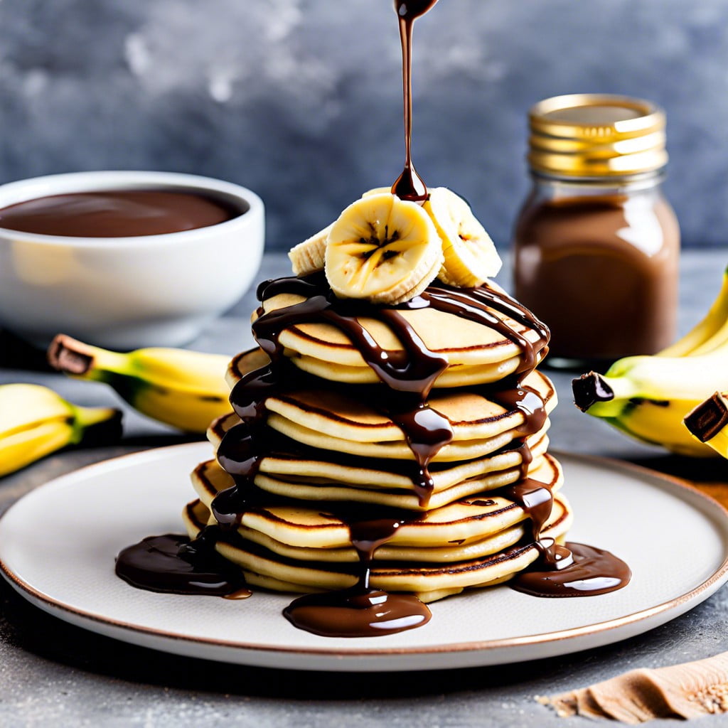 mini pancake stacks with banana and nutella