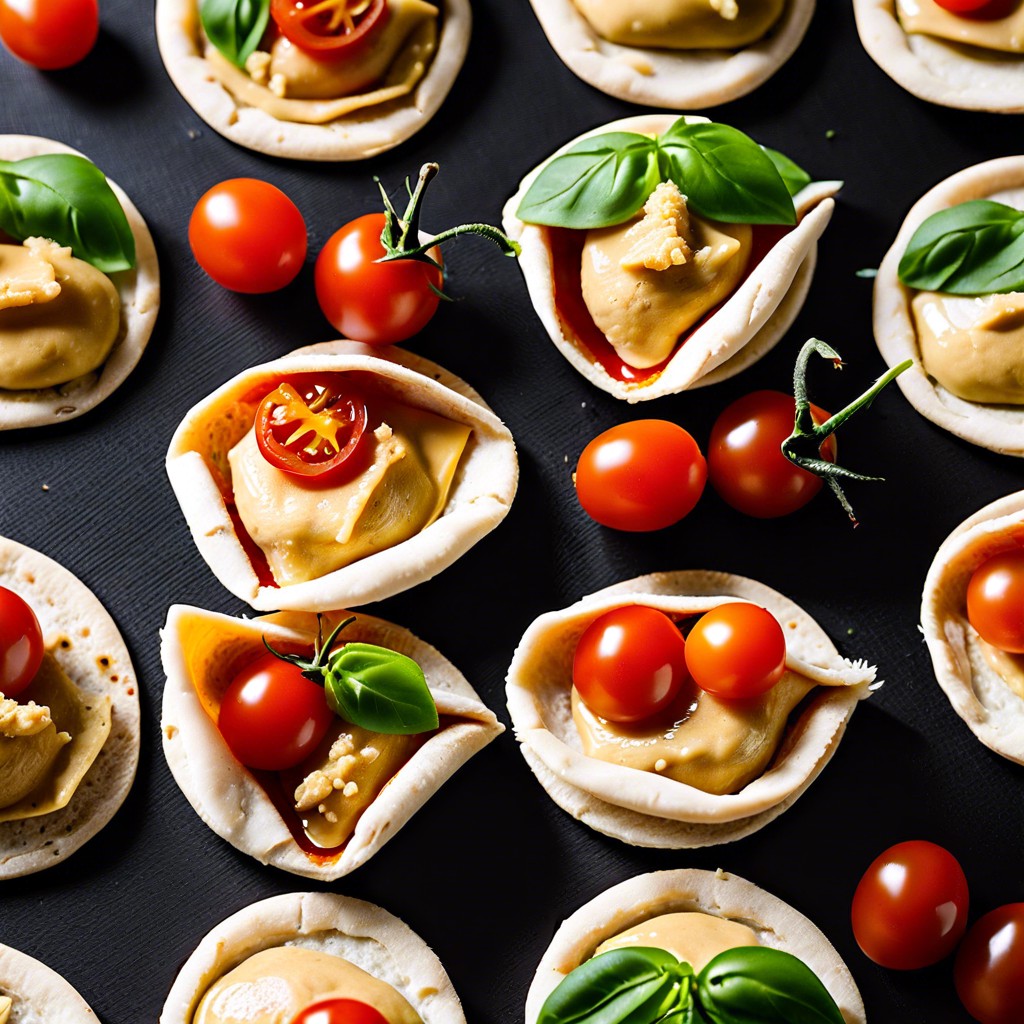 mini pita pockets with hummus and cherry tomatoes