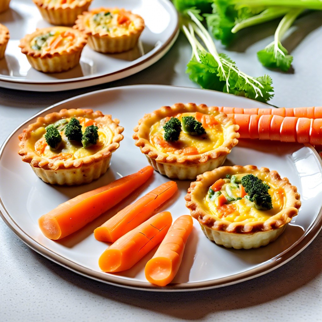 mini quiches and carrot sticks