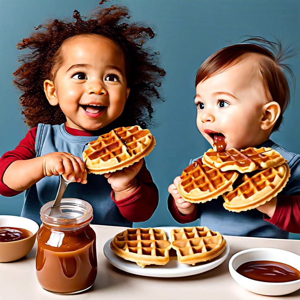 mini whole grain waffles with apple butter