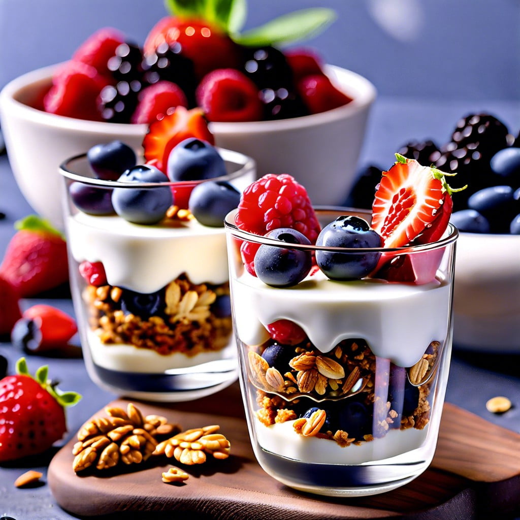 mini yogurt parfaits with granola and berries