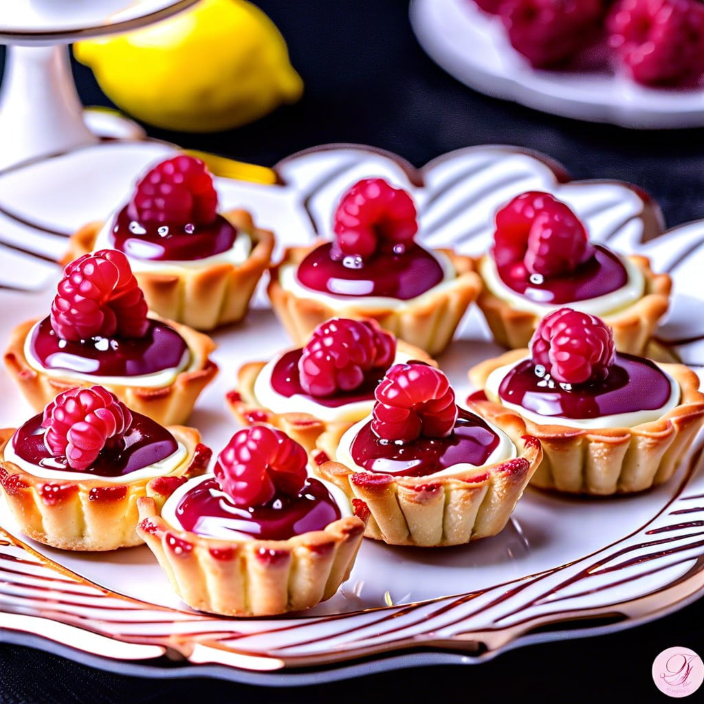 miniature raspberry and lemon tartlets