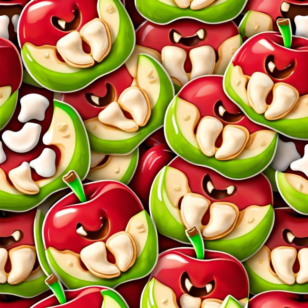 monster mouths slice apples spread with peanut butter and place marshmallows for teeth