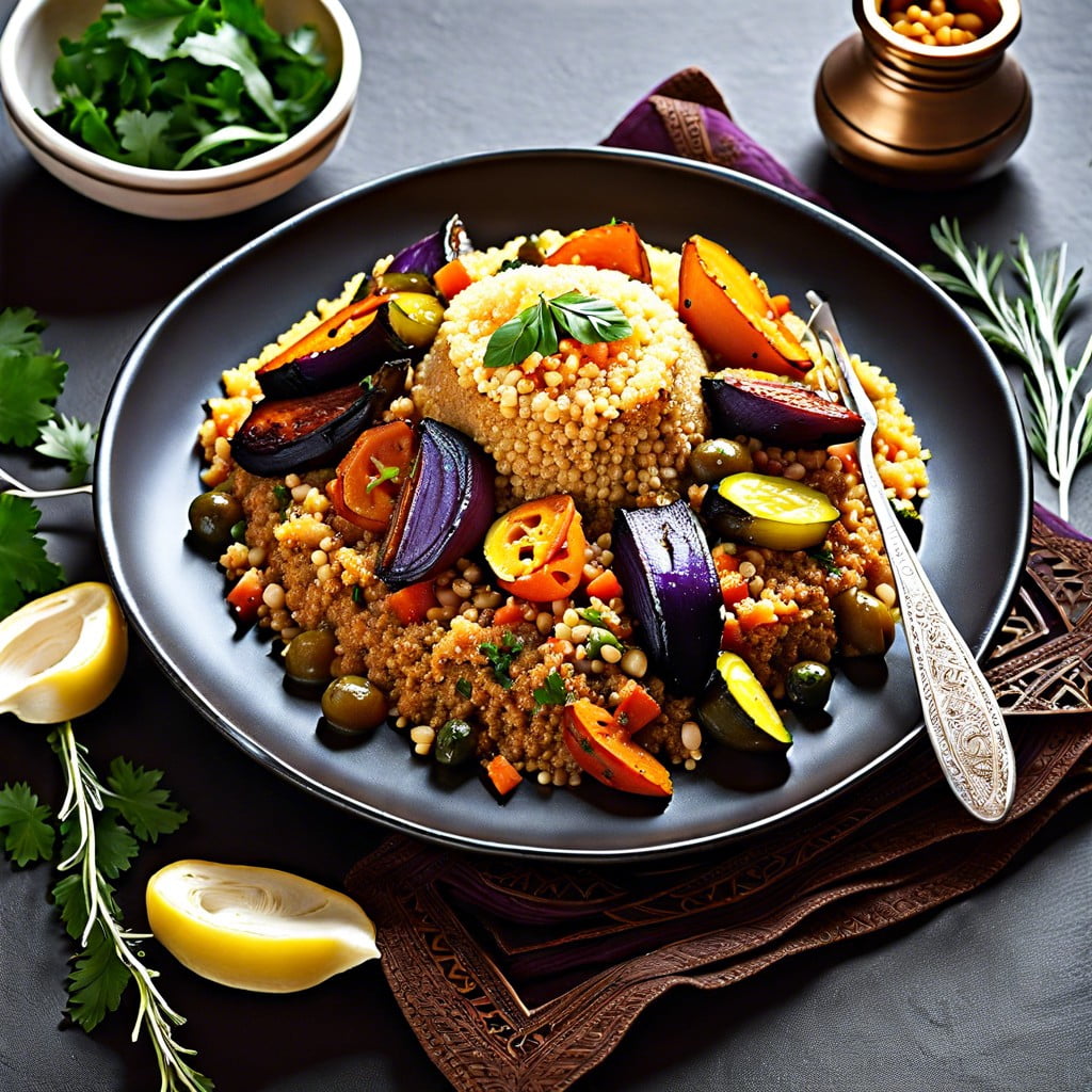 moroccan spiced couscous with roasted vegetables