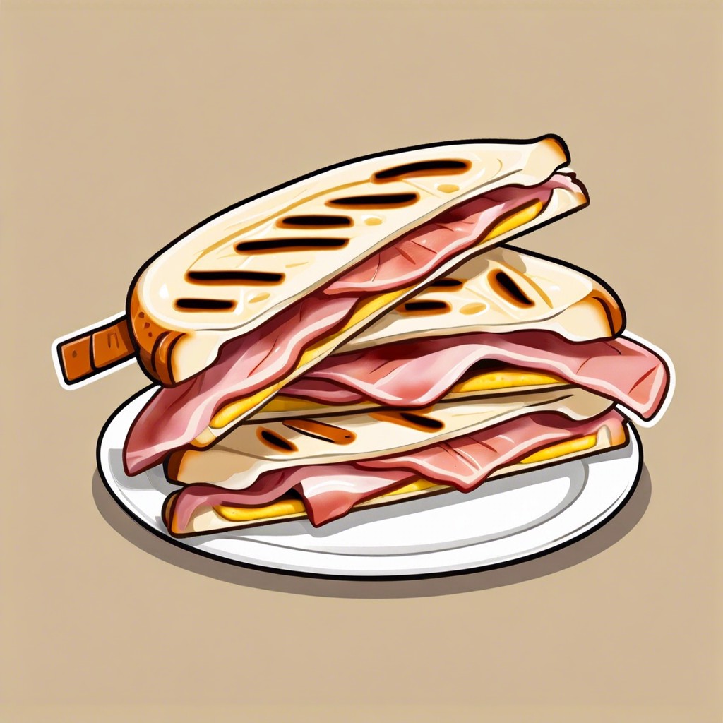 naan panini with ham cheese and mustard