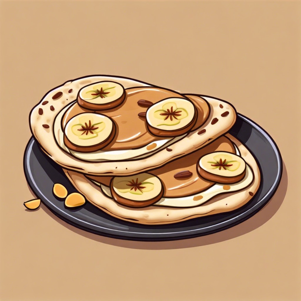 naan peanut butter and banana sandwiches