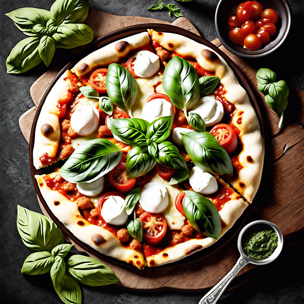 naan pizza with mozzarella and basil