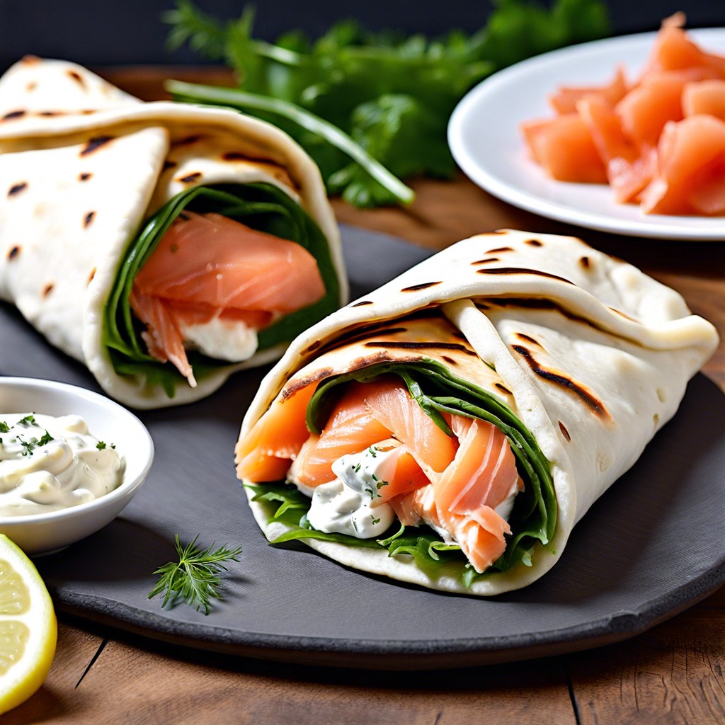 naan smoked salmon and cream cheese wraps