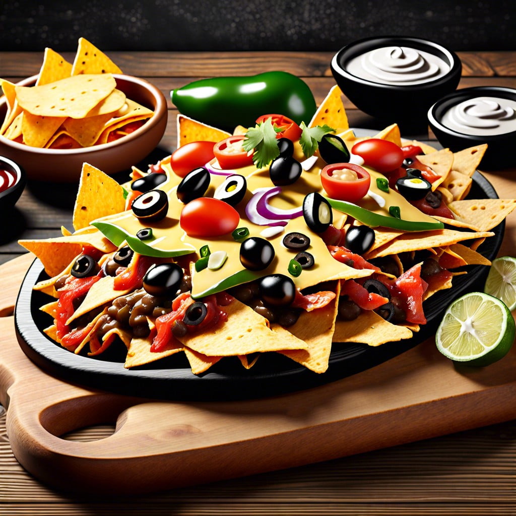 nachos with various toppings