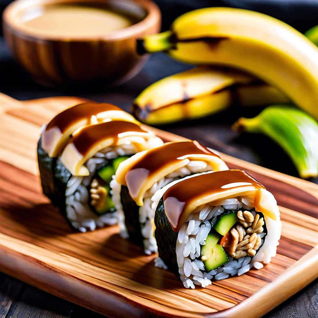 nut butter and banana sushi rolls