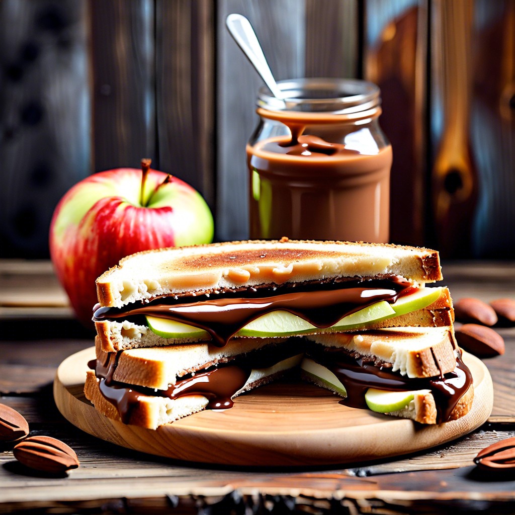 nutella and apple sandwiches