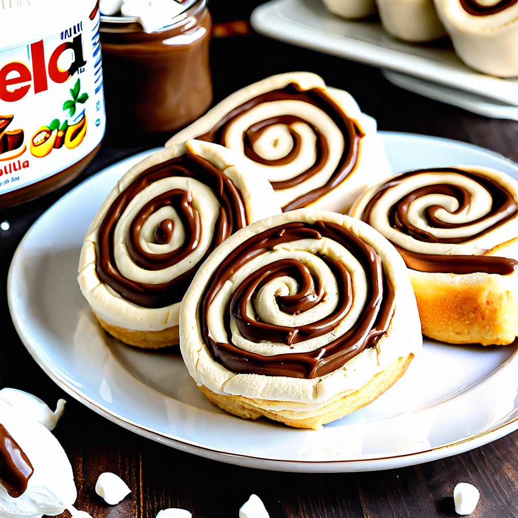 nutella and marshmallow fluff pinwheels