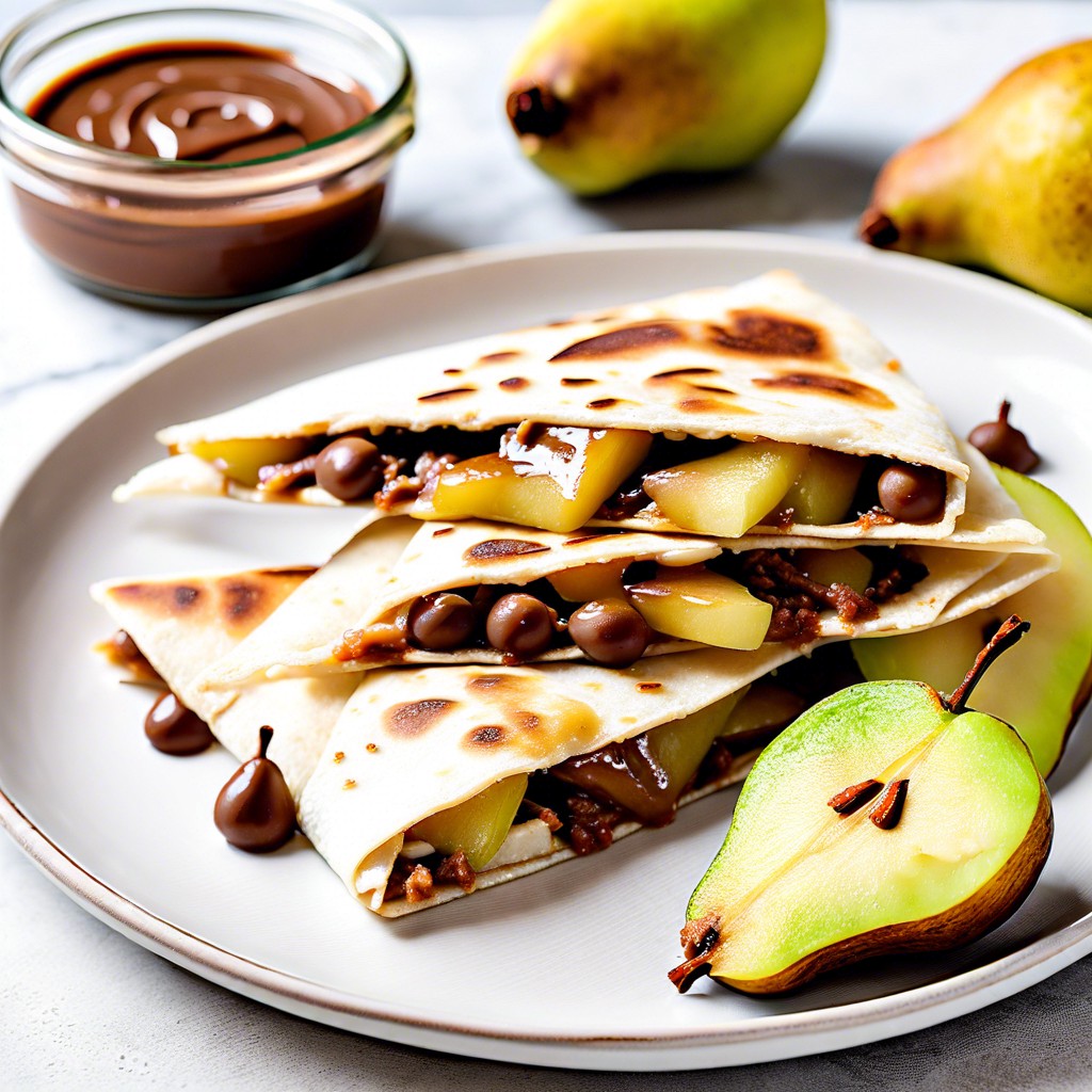 nutella and pear quesadillas