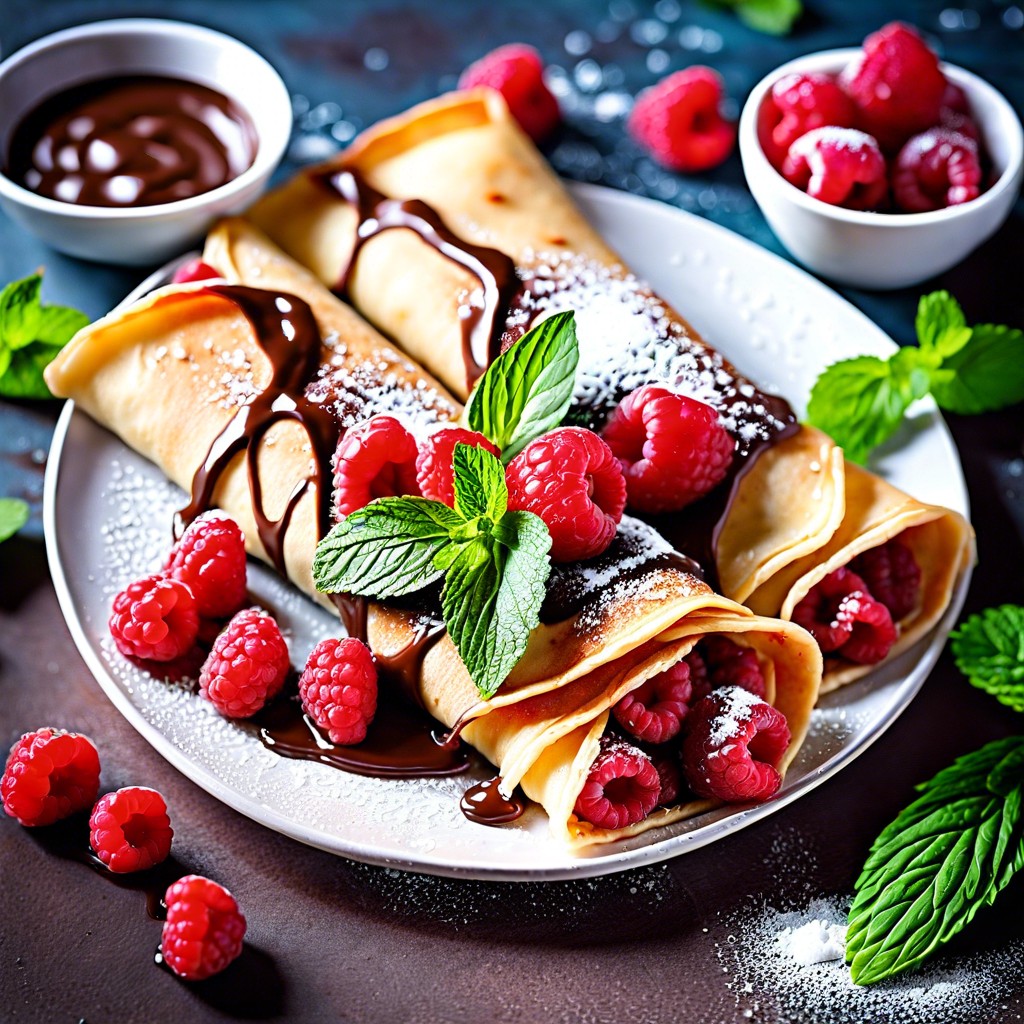 nutella and raspberry crepes