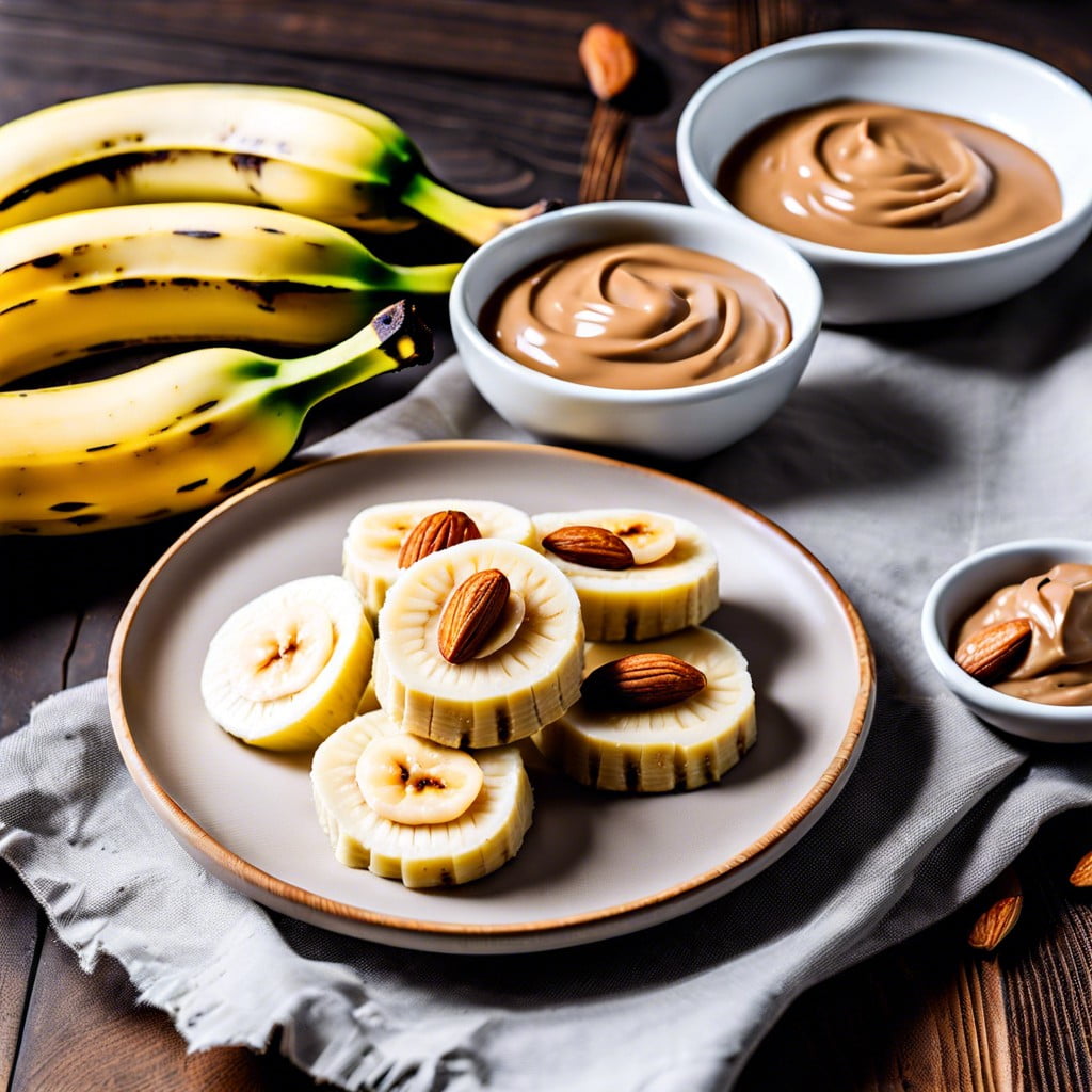 nutty banana dip banana slices with almond butter dip