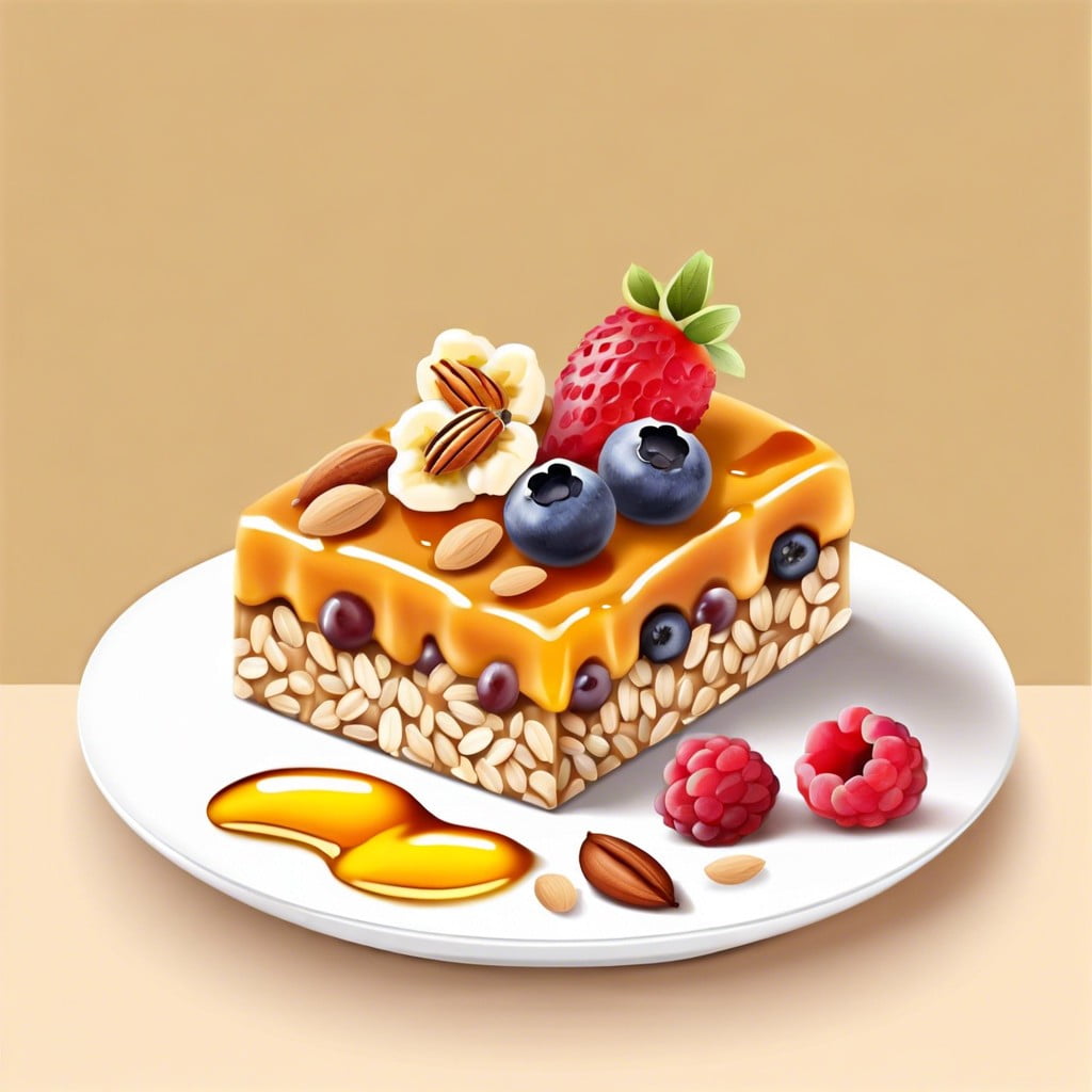 oatmeal bar with assorted toppings fruits nuts honey