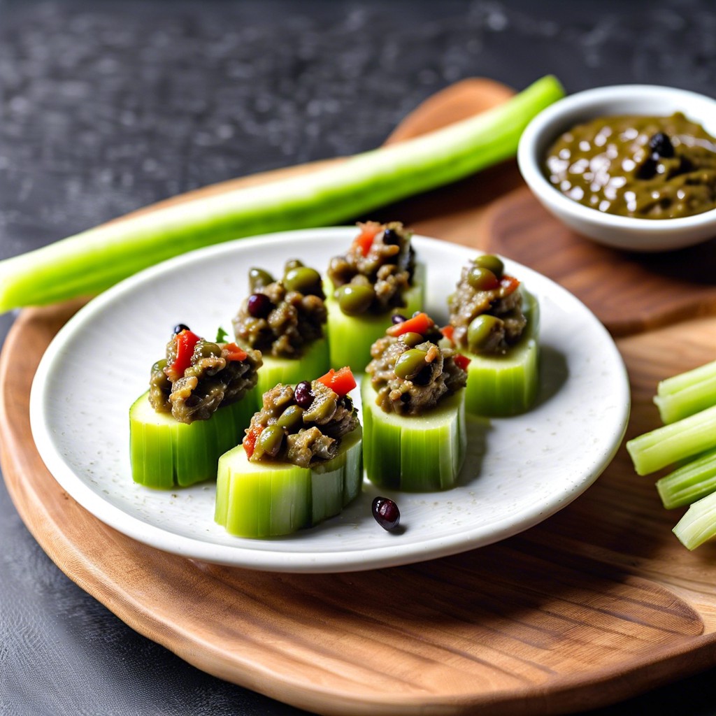 olive tapenade with celery sticks