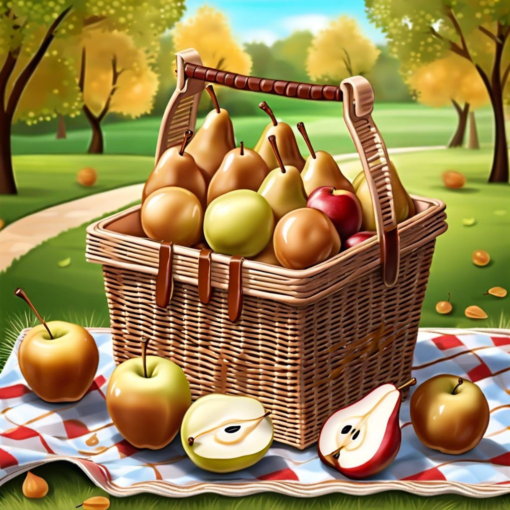 orchard picnic diced apples pears and caramel dipping sauce