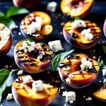 peach halves grilled and topped with crumbled feta and honey